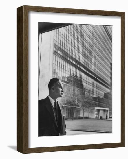 Dr. Ralph Bunche Standing in Front of the Un Building-null-Framed Photographic Print