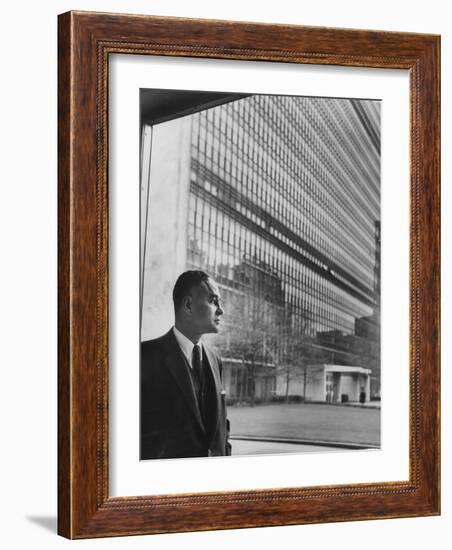 Dr. Ralph Bunche Standing in Front of the Un Building-null-Framed Photographic Print