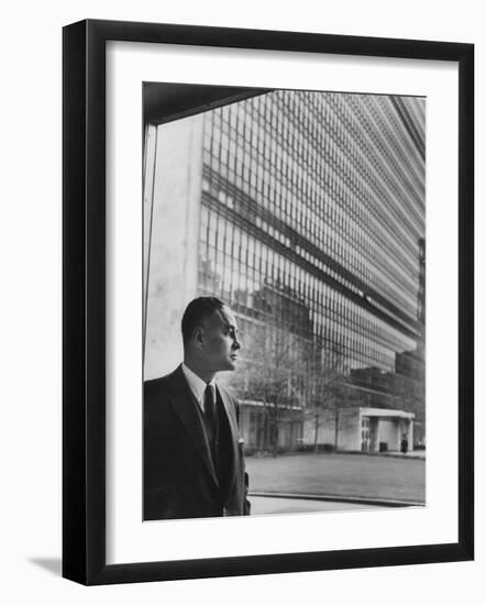 Dr. Ralph Bunche Standing in Front of the Un Building-null-Framed Photographic Print