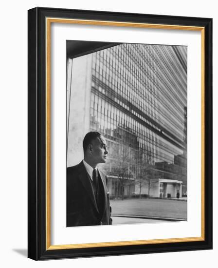 Dr. Ralph Bunche Standing in Front of the Un Building-null-Framed Photographic Print