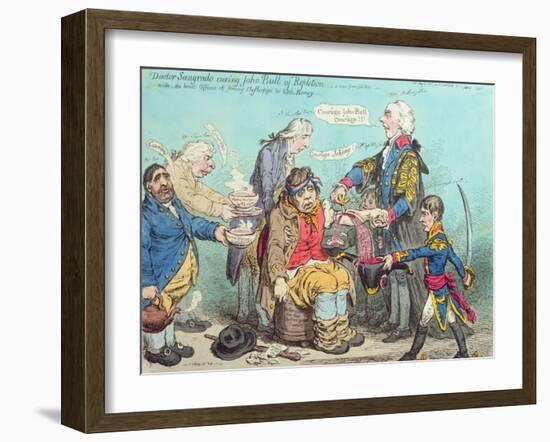 Dr Sangrado Curing John Bull of Repletion-James Gillray-Framed Giclee Print