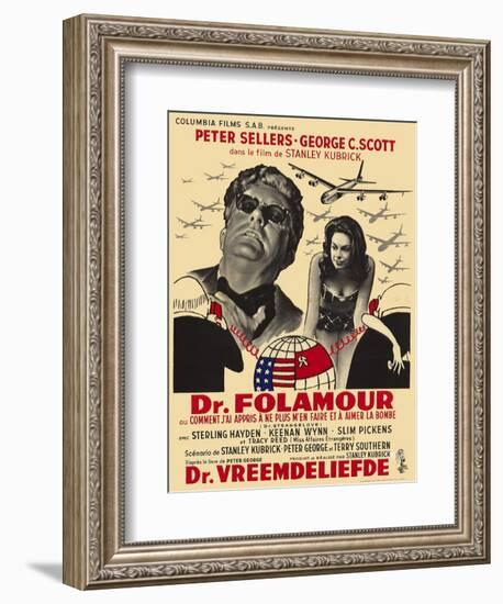 Dr. Strangelove, Belgian Movie Poster, 1964-null-Framed Premium Giclee Print