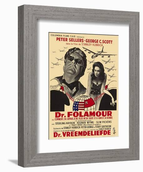 Dr. Strangelove, Belgian Movie Poster, 1964-null-Framed Premium Giclee Print