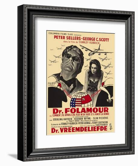 Dr. Strangelove, Belgian Movie Poster, 1964-null-Framed Premium Giclee Print