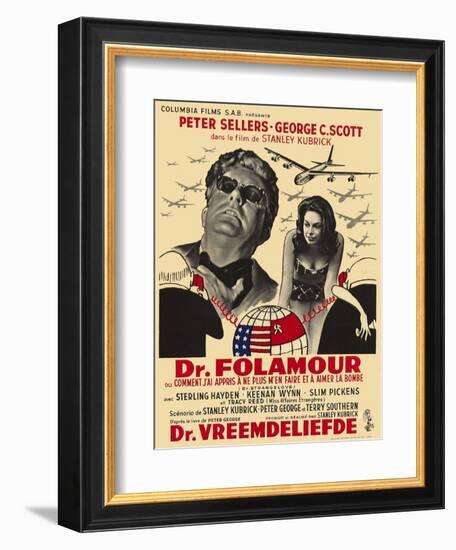 Dr. Strangelove, Belgian Movie Poster, 1964-null-Framed Premium Giclee Print