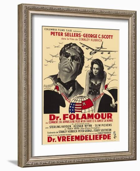 Dr. Strangelove, Belgian Movie Poster, 1964-null-Framed Art Print