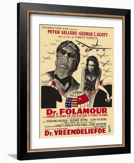 Dr. Strangelove, Belgian Movie Poster, 1964-null-Framed Art Print