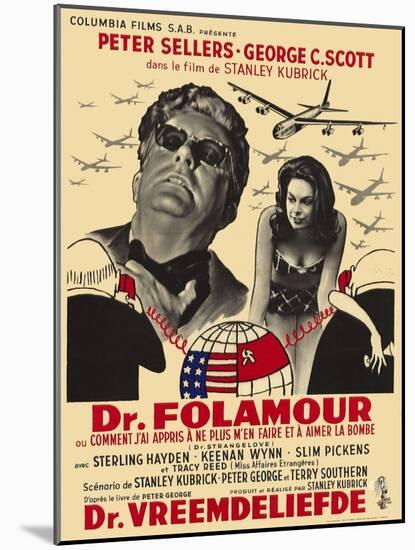Dr. Strangelove, Belgian Movie Poster, 1964-null-Mounted Art Print