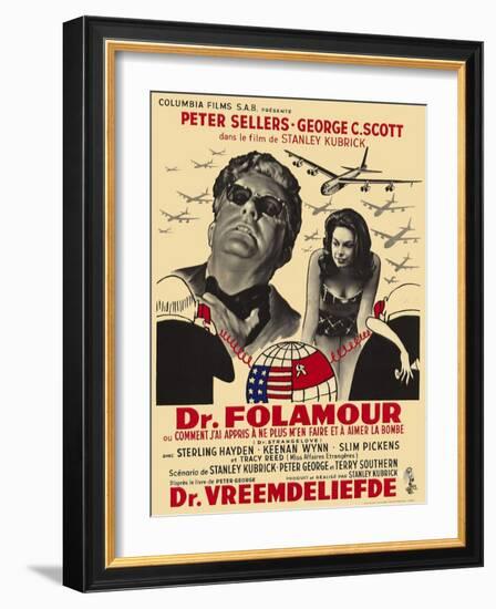 Dr. Strangelove, Belgian Movie Poster, 1964-null-Framed Art Print