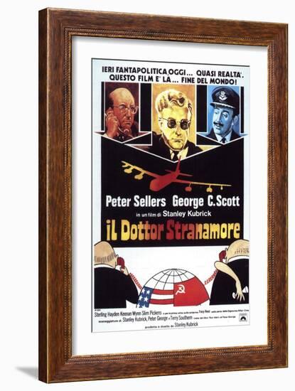 Dr. Strangelove, Italian Movie Poster, 1964-null-Framed Premium Giclee Print