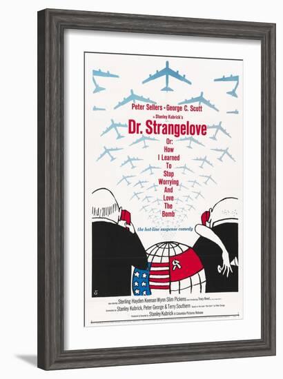 "Dr. Strangelove Or: How I Learned To Stop Worrying And Love the Bomb" 1964, by Stanley Kubrick-null-Framed Giclee Print