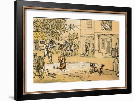 Dr Syntax Amused with Pat in the Pond-Thomas Rowlandson-Framed Art Print