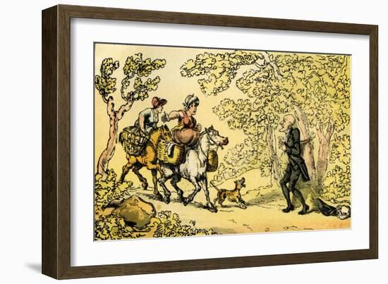 'Dr Syntax bound to a tree by highwaymen'-Thomas Rowlandson-Framed Giclee Print