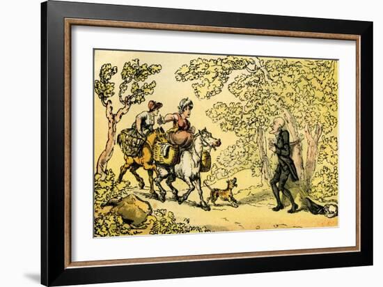 'Dr Syntax bound to a tree by highwaymen'-Thomas Rowlandson-Framed Giclee Print