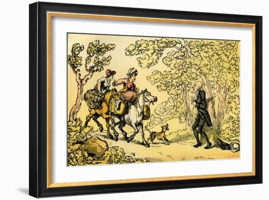 'Dr Syntax bound to a tree by highwaymen'-Thomas Rowlandson-Framed Giclee Print