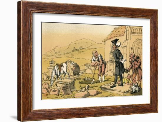 Dr Syntax Meditating on the Tombstones-Thomas Rowlandson-Framed Art Print