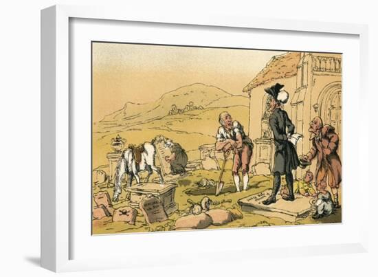 Dr Syntax Meditating on the Tombstones-Thomas Rowlandson-Framed Art Print