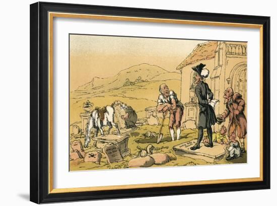 Dr Syntax Meditating on the Tombstones-Thomas Rowlandson-Framed Art Print