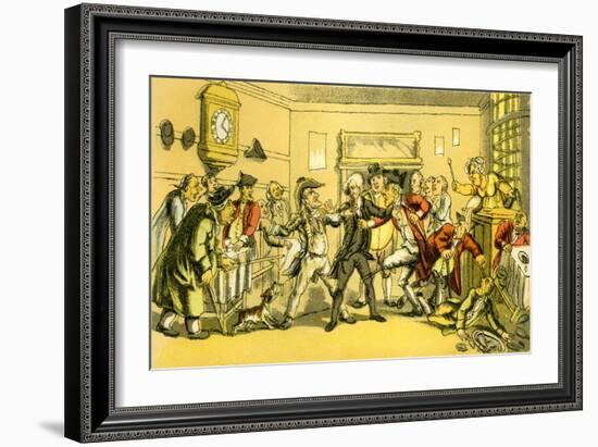 'Dr Syntax present at a coffee house quarrel'-Thomas Rowlandson-Framed Giclee Print