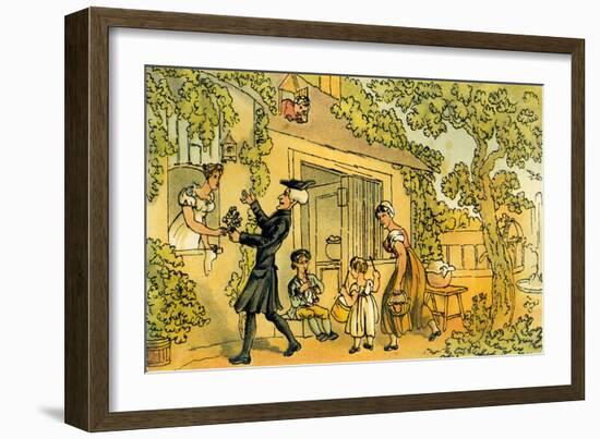 'Dr Syntax presenting a floral offering'-Thomas Rowlandson-Framed Giclee Print