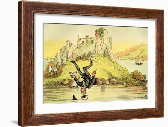 'Dr Syntax tumbling into the water'-Thomas Rowlandson-Framed Giclee Print