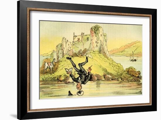 'Dr Syntax tumbling into the water'-Thomas Rowlandson-Framed Giclee Print