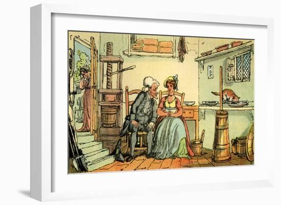 'Dr Syntax with the dairy maid'-Thomas Rowlandson-Framed Giclee Print