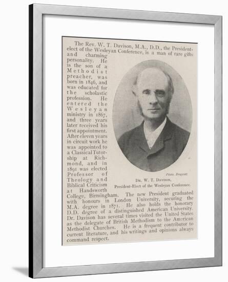 Dr W T Davison, President-Elect of the Wesleyan Conference-null-Framed Giclee Print