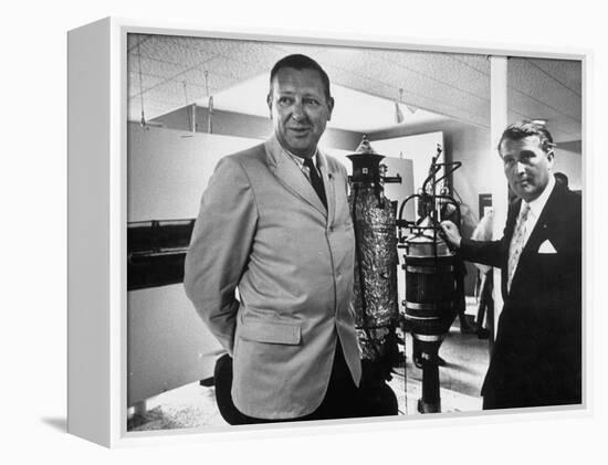 Dr. Werner Von Braun and Paul Horgan with a Piece from the Goddard Rocket Collection-J^ R^ Eyerman-Framed Premier Image Canvas