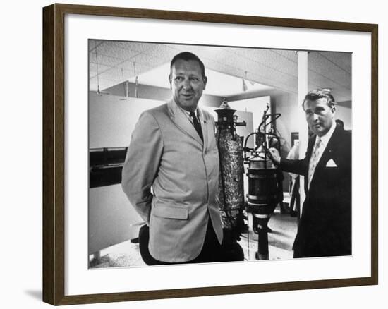 Dr. Werner Von Braun and Paul Horgan with a Piece from the Goddard Rocket Collection-J^ R^ Eyerman-Framed Photographic Print