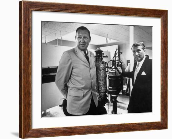 Dr. Werner Von Braun and Paul Horgan with a Piece from the Goddard Rocket Collection-J^ R^ Eyerman-Framed Photographic Print