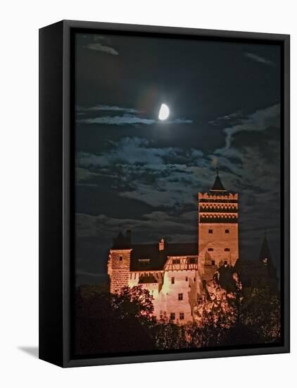 Dracula Castle at Night, Bran Castle, Transylvania, Romania-Russell Young-Framed Premier Image Canvas