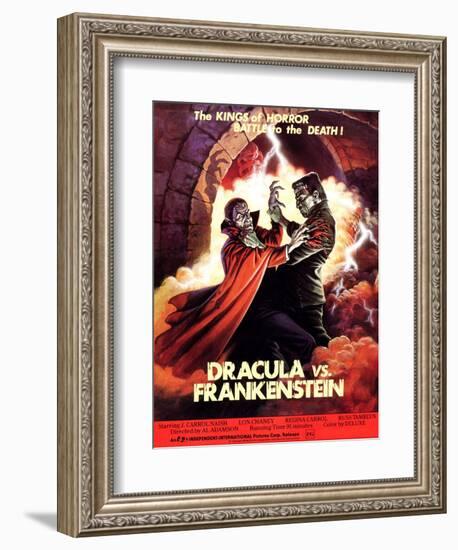 Dracula vs. Frankenstein, Zandor Vorkov, John Bloom, 1971-null-Framed Premium Giclee Print