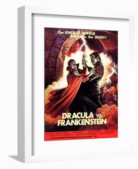 Dracula vs. Frankenstein, Zandor Vorkov, John Bloom, 1971-null-Framed Premium Giclee Print