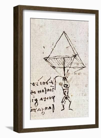 Draft of a Parachute, circa 1485. Leonardo Da Vinci (Leonardo Da Vinci). Feather and Ink. Codex Atl-Leonardo Da Vinci-Framed Giclee Print