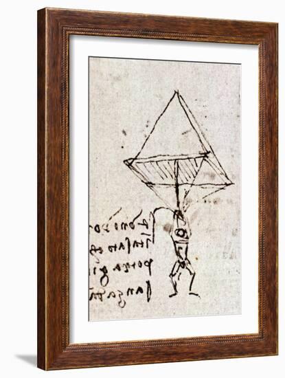 Draft of a Parachute, circa 1485. Leonardo Da Vinci (Leonardo Da Vinci). Feather and Ink. Codex Atl-Leonardo Da Vinci-Framed Giclee Print