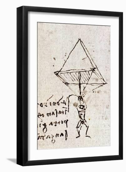 Draft of a Parachute, circa 1485. Leonardo Da Vinci (Leonardo Da Vinci). Feather and Ink. Codex Atl-Leonardo Da Vinci-Framed Giclee Print