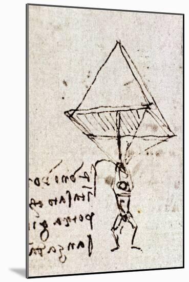 Draft of a Parachute, circa 1485. Leonardo Da Vinci (Leonardo Da Vinci). Feather and Ink. Codex Atl-Leonardo Da Vinci-Mounted Giclee Print