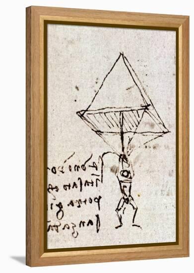 Draft of a Parachute, circa 1485. Leonardo Da Vinci (Leonardo Da Vinci). Feather and Ink. Codex Atl-Leonardo Da Vinci-Framed Premier Image Canvas