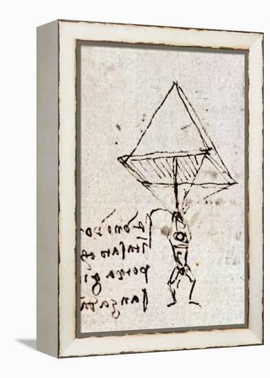 Draft of a Parachute, circa 1485. Leonardo Da Vinci (Leonardo Da Vinci). Feather and Ink. Codex Atl-Leonardo Da Vinci-Framed Premier Image Canvas