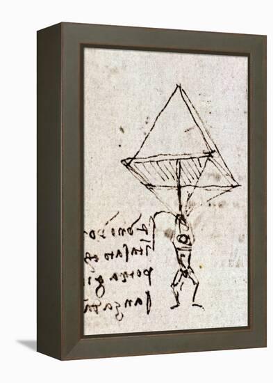 Draft of a Parachute, circa 1485. Leonardo Da Vinci (Leonardo Da Vinci). Feather and Ink. Codex Atl-Leonardo Da Vinci-Framed Premier Image Canvas