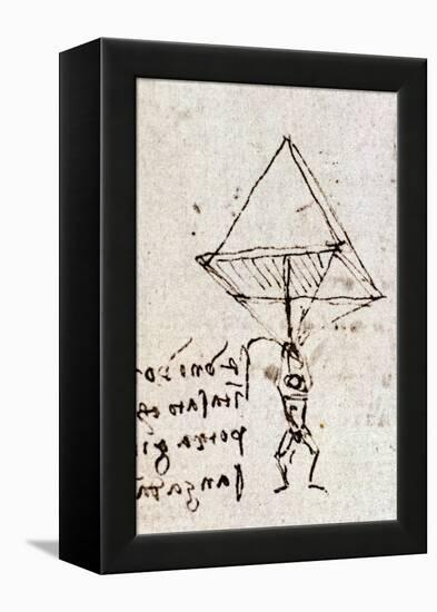 Draft of a Parachute, circa 1485. Leonardo Da Vinci (Leonardo Da Vinci). Feather and Ink. Codex Atl-Leonardo Da Vinci-Framed Premier Image Canvas