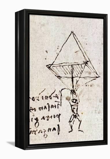 Draft of a Parachute, circa 1485. Leonardo Da Vinci (Leonardo Da Vinci). Feather and Ink. Codex Atl-Leonardo Da Vinci-Framed Premier Image Canvas