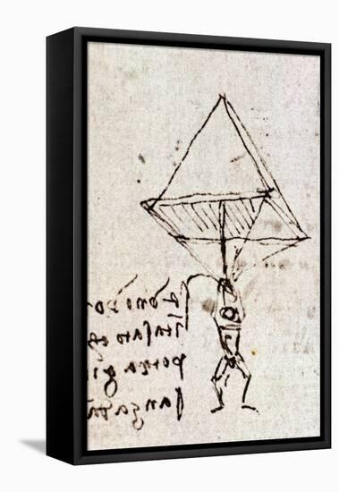 Draft of a Parachute, circa 1485. Leonardo Da Vinci (Leonardo Da Vinci). Feather and Ink. Codex Atl-Leonardo Da Vinci-Framed Premier Image Canvas