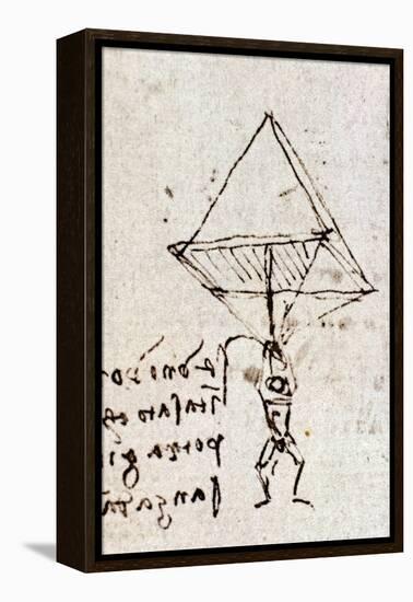 Draft of a Parachute, circa 1485. Leonardo Da Vinci (Leonardo Da Vinci). Feather and Ink. Codex Atl-Leonardo Da Vinci-Framed Premier Image Canvas