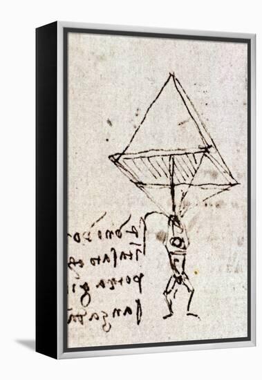 Draft of a Parachute, circa 1485. Leonardo Da Vinci (Leonardo Da Vinci). Feather and Ink. Codex Atl-Leonardo Da Vinci-Framed Premier Image Canvas