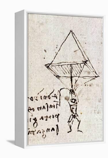 Draft of a Parachute, circa 1485. Leonardo Da Vinci (Leonardo Da Vinci). Feather and Ink. Codex Atl-Leonardo Da Vinci-Framed Premier Image Canvas