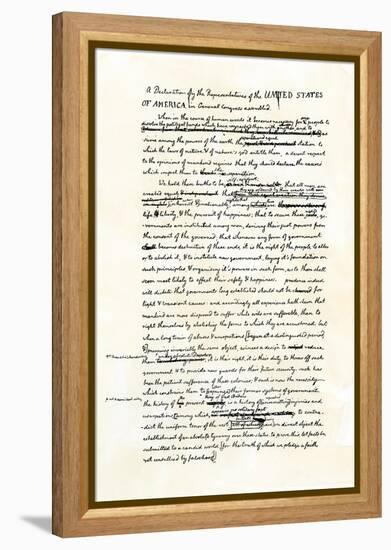 Draft of the Declaration of Independence in Jefferson's Handwriting, Page 1-null-Framed Premier Image Canvas