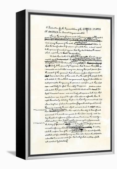 Draft of the Declaration of Independence in Jefferson's Handwriting, Page 1-null-Framed Premier Image Canvas