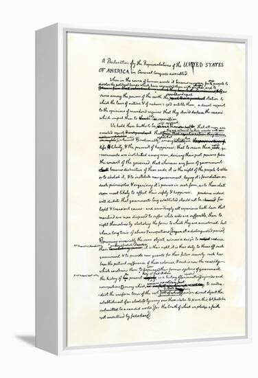 Draft of the Declaration of Independence in Jefferson's Handwriting, Page 1-null-Framed Premier Image Canvas